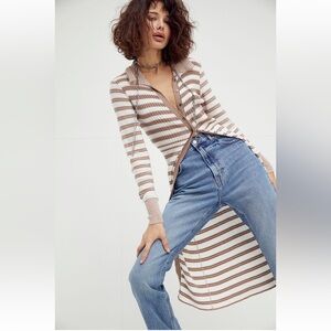 Free People Striped Long Vista Cardi.